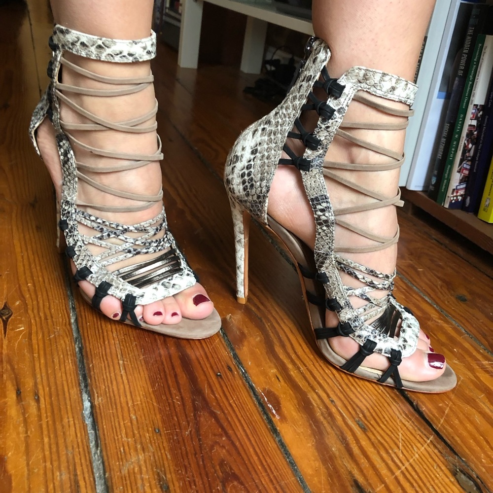 Schutz gladiator style zip up sandal heel
